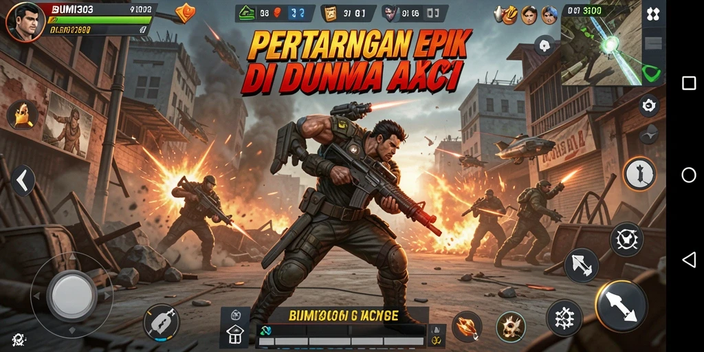Screenshot BUMI303 menampilkan aksi pertempuran yang mendebarkan.