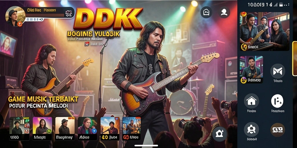 Screenshot utama DKK menampilkan gameplay seru dengan berbagai pilihan lagu.