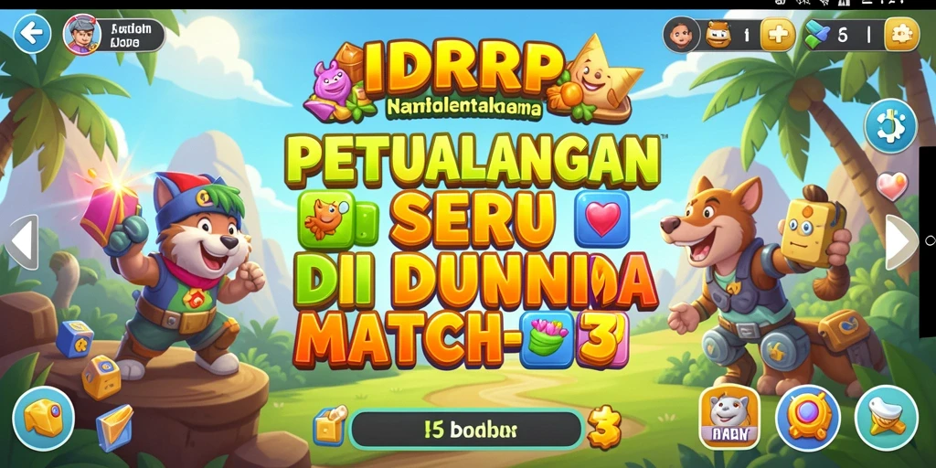 Screenshot IDRRP menampilkan gameplay seru di level Match-3.