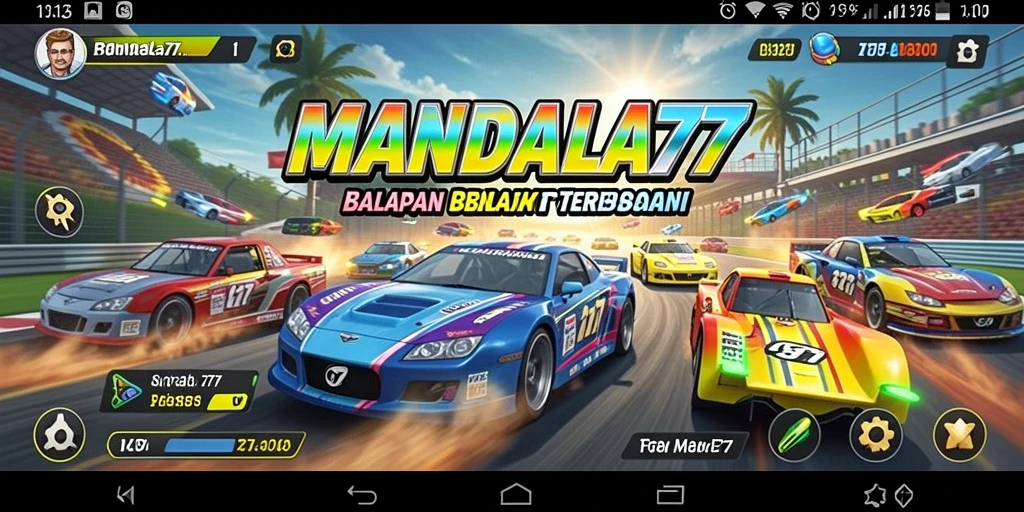 Tampilan penuh aksi dalam gameplay balapan MANDALA77.
