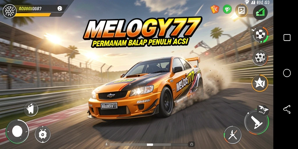 Tampilan menakjubkan dari gameplay balap di MELODY77.