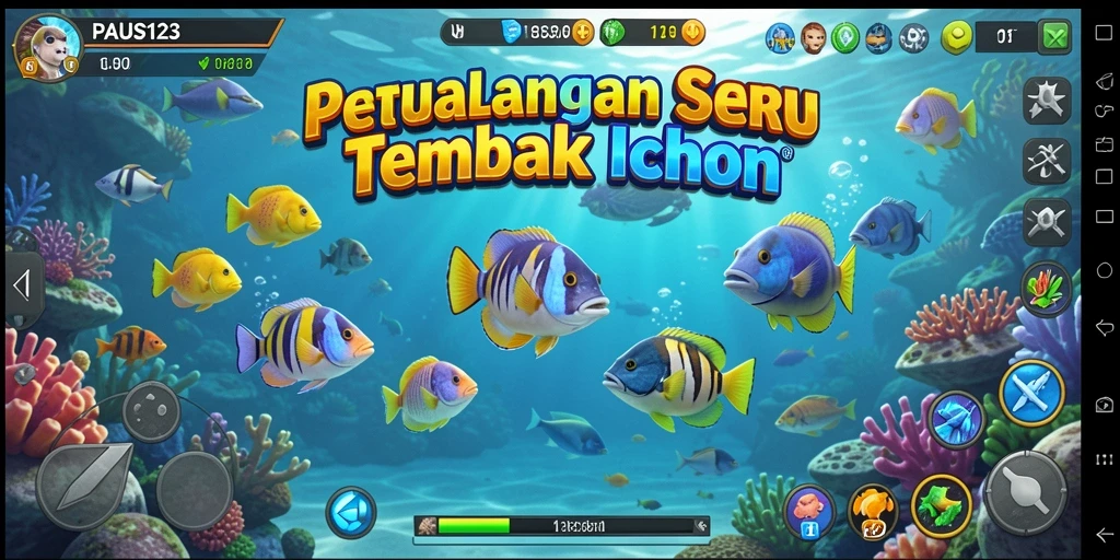 Screenshot gameplay PAUS123 menampilkan aksi menembak ikan yang seru.