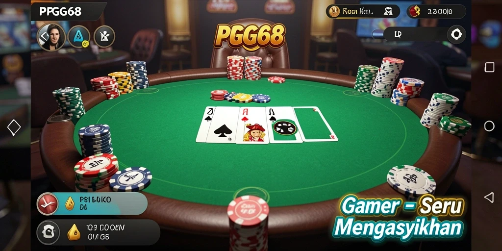 Tampilan gameplay PGG68 dengan suasana poker yang mendebarkan.