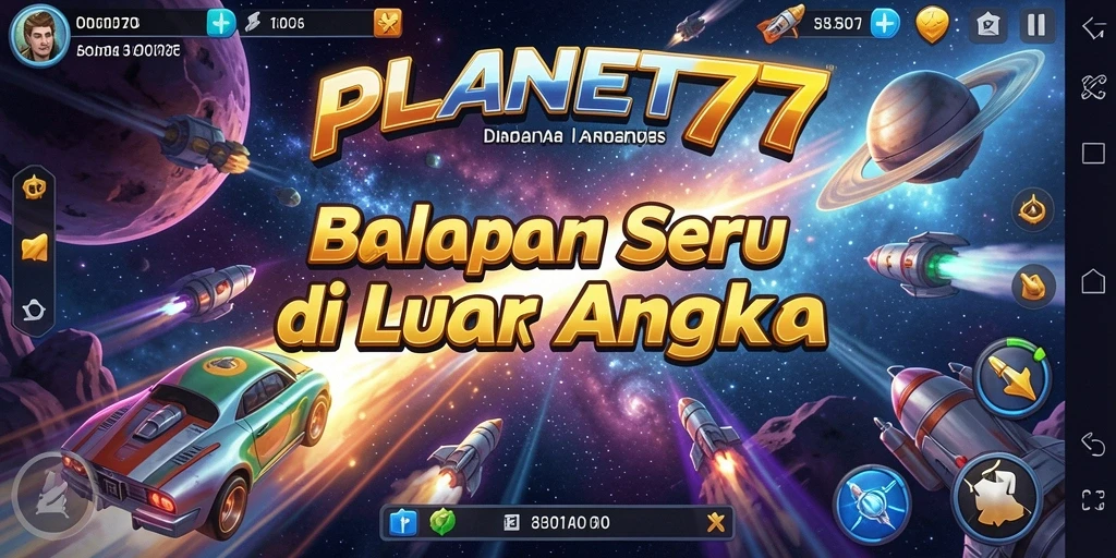 Tampilan gameplay balapan luar angkasa yang mendebarkan dari PLANET77.
