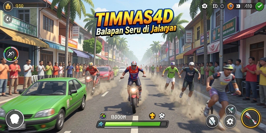 Gameplay seru TIMNAS4D dengan balapan mendebarkan di trek.